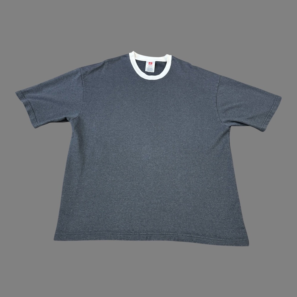 Vintage 90s Hanes Cotton Blend Gray Short‎ Sleeve Sweatshirt Men's XL